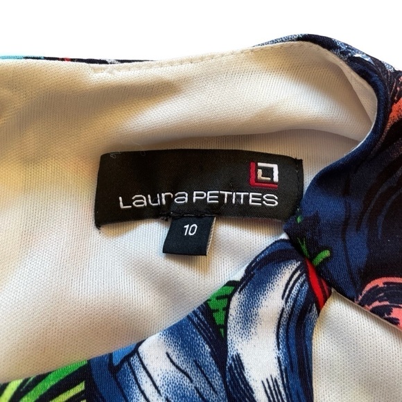 Laura Petites - Bright Tropical Shift Dress-Front Cut-outs - Lined -Size 10 P - Picture 12 of 16